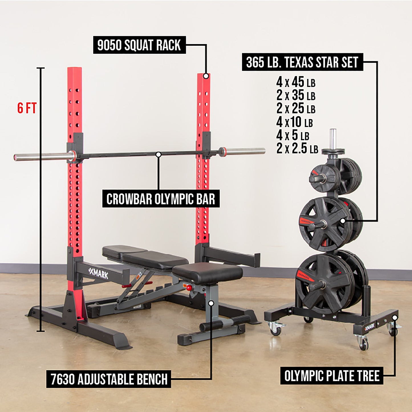 Squat Rack Home Gym Package with Bench & Weights