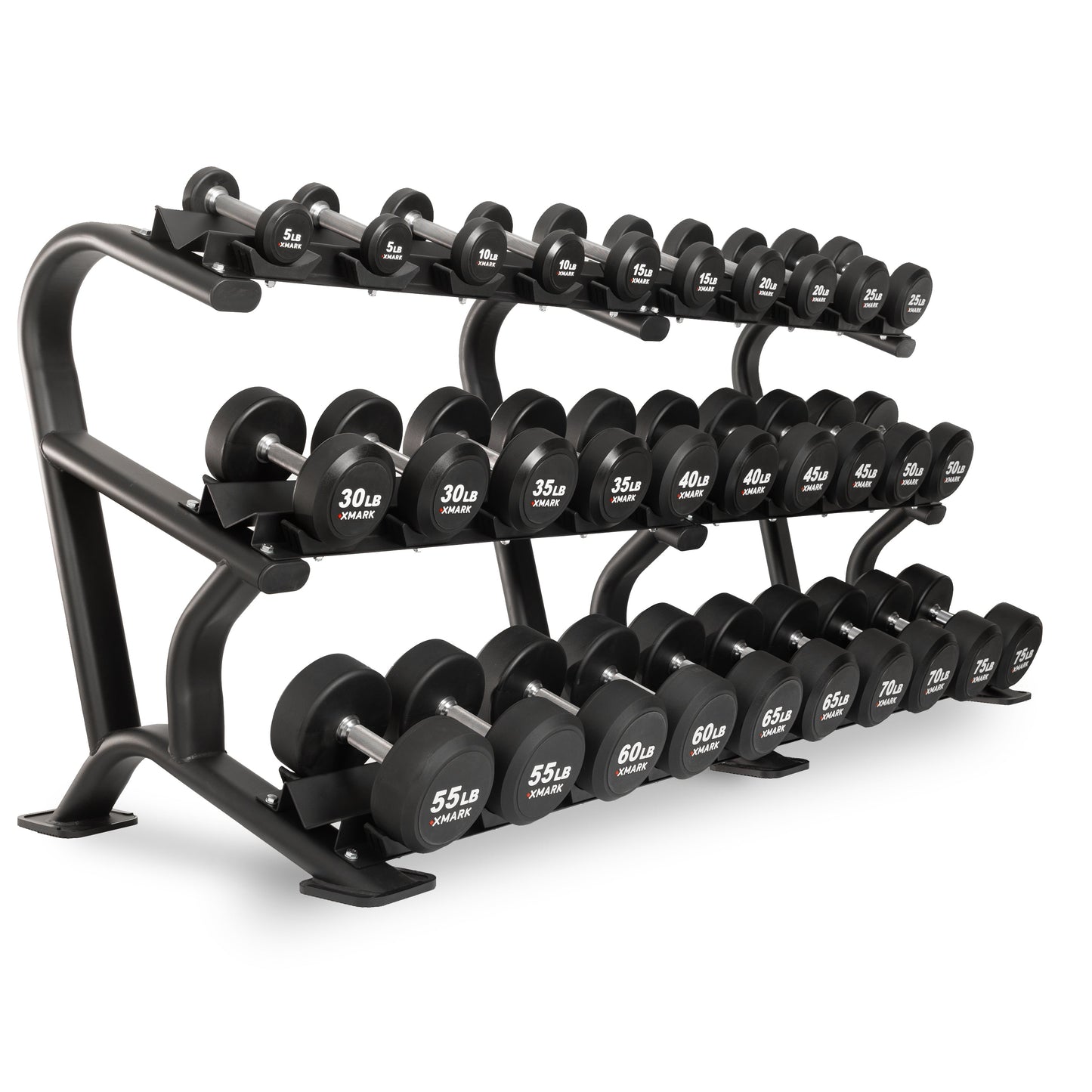 Round Commercial Urethane Dumbbells (5-50 lb and 5-75 lb Sets)