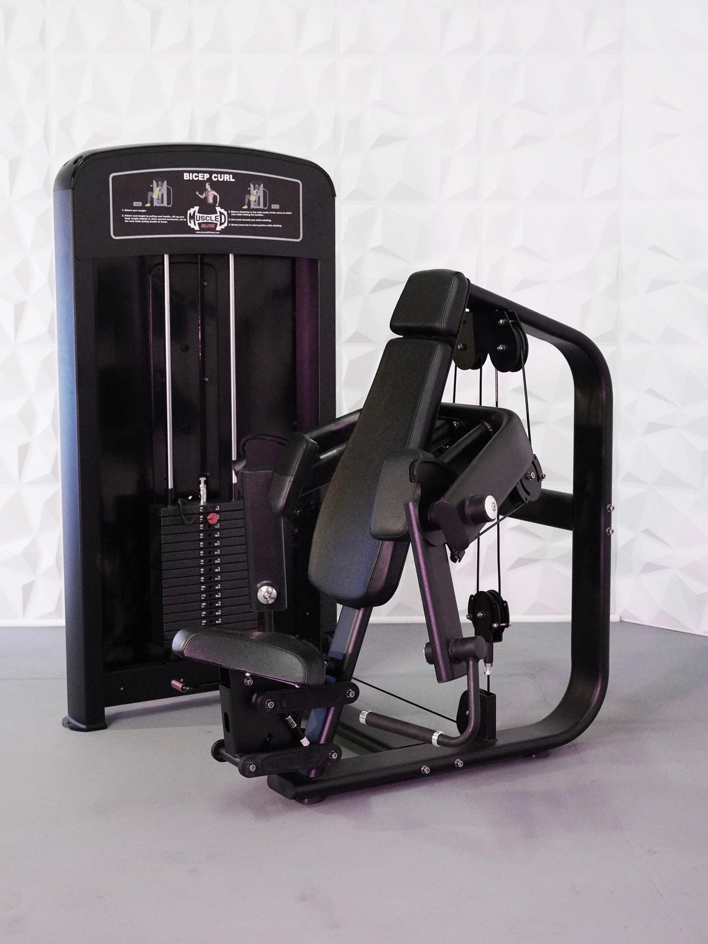Elite Selectorized Biceps Curl - Muscle D Fitness - Commercial Grade - Adjustable Seat - Pin Selectorized