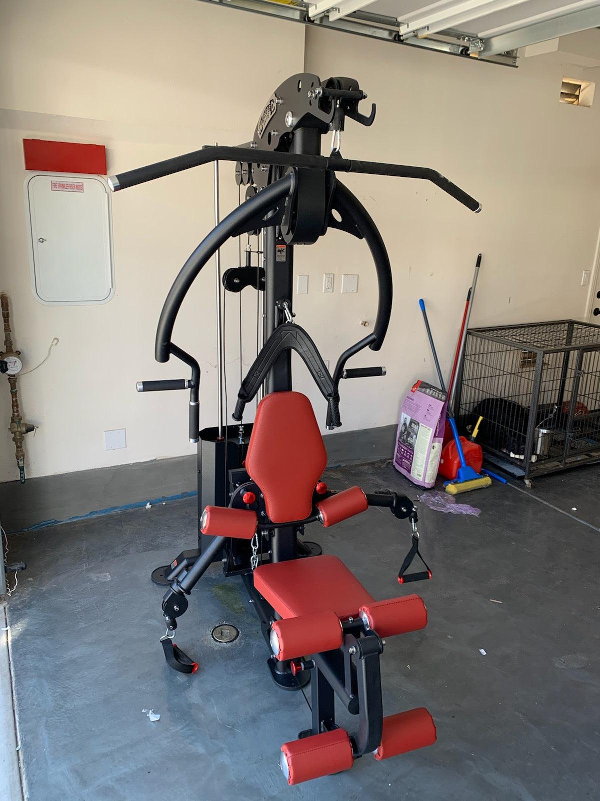 Compact Single-Stack Multi-Gym - Muscle D Fitness - Leg Extension - Seated Chest Row - Seated Row - Chest Pulley - Ab Crunch - Home Gym