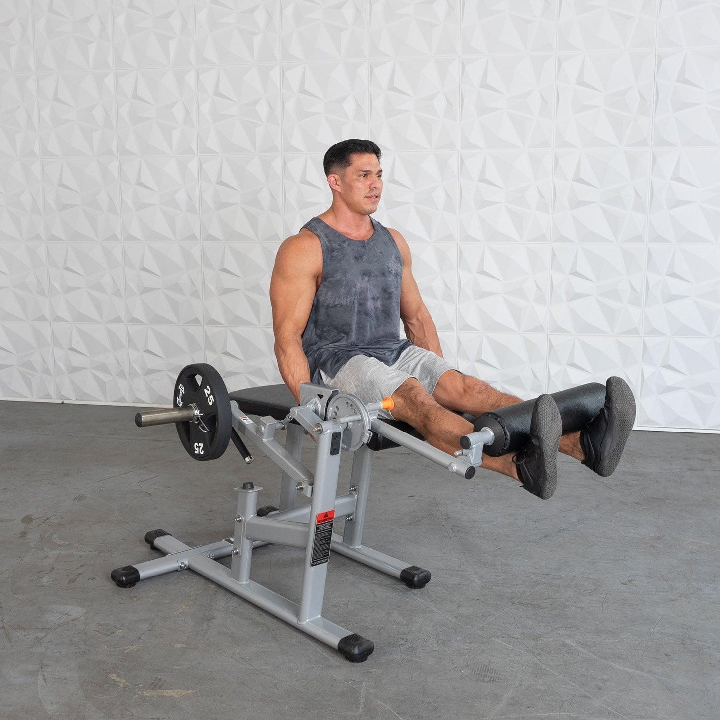 Excel Base Leg Extension / Leg Curl Combo - Muscle D Fitness - Plate Loaded - Silver, Black
