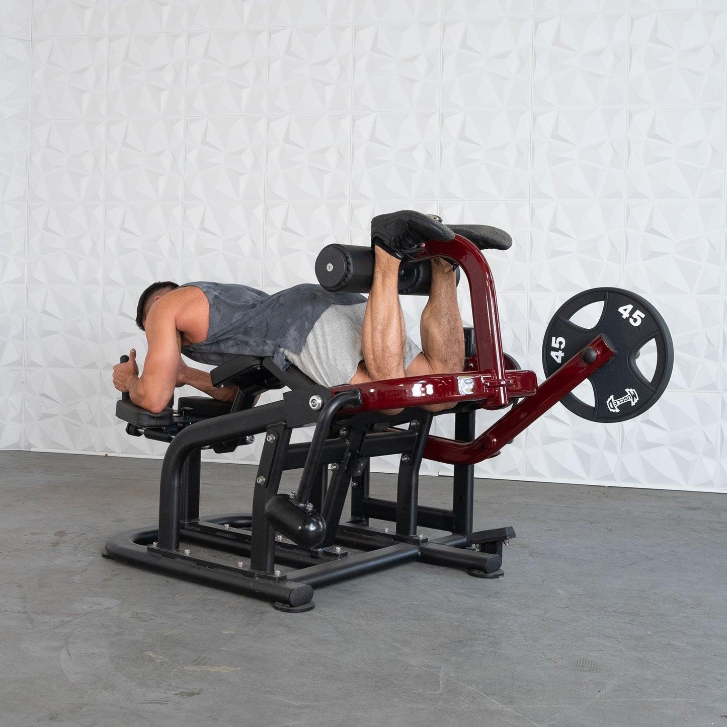Pro Strength Prone Leg Curl - Muscle D Fitness - Adjustable Plate Loaded Hamstring Machine