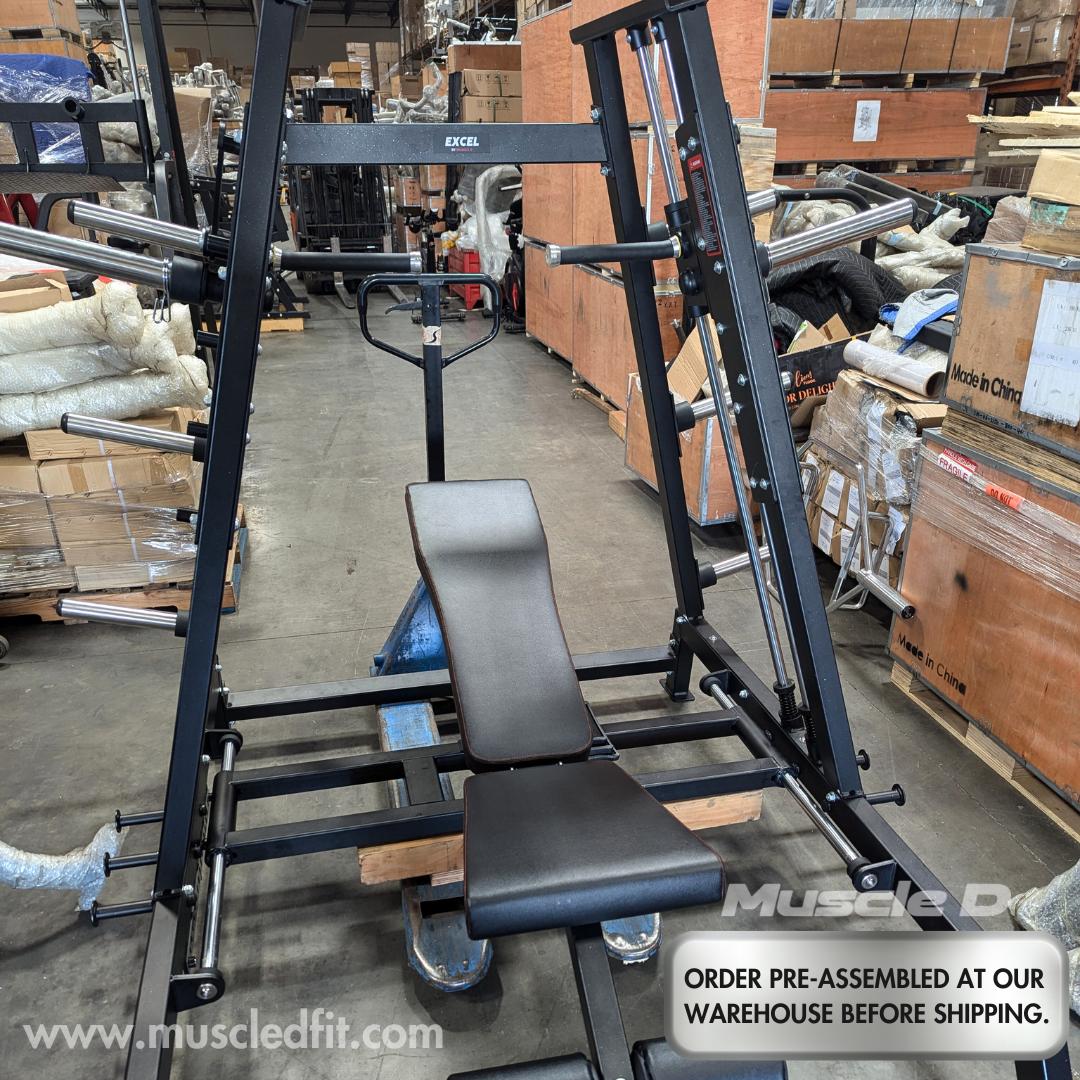 Excel Convergent Bench / Incline / Decline Press Combo - Muscle D Fitness - Plate Load Chest Press - Band Compatible