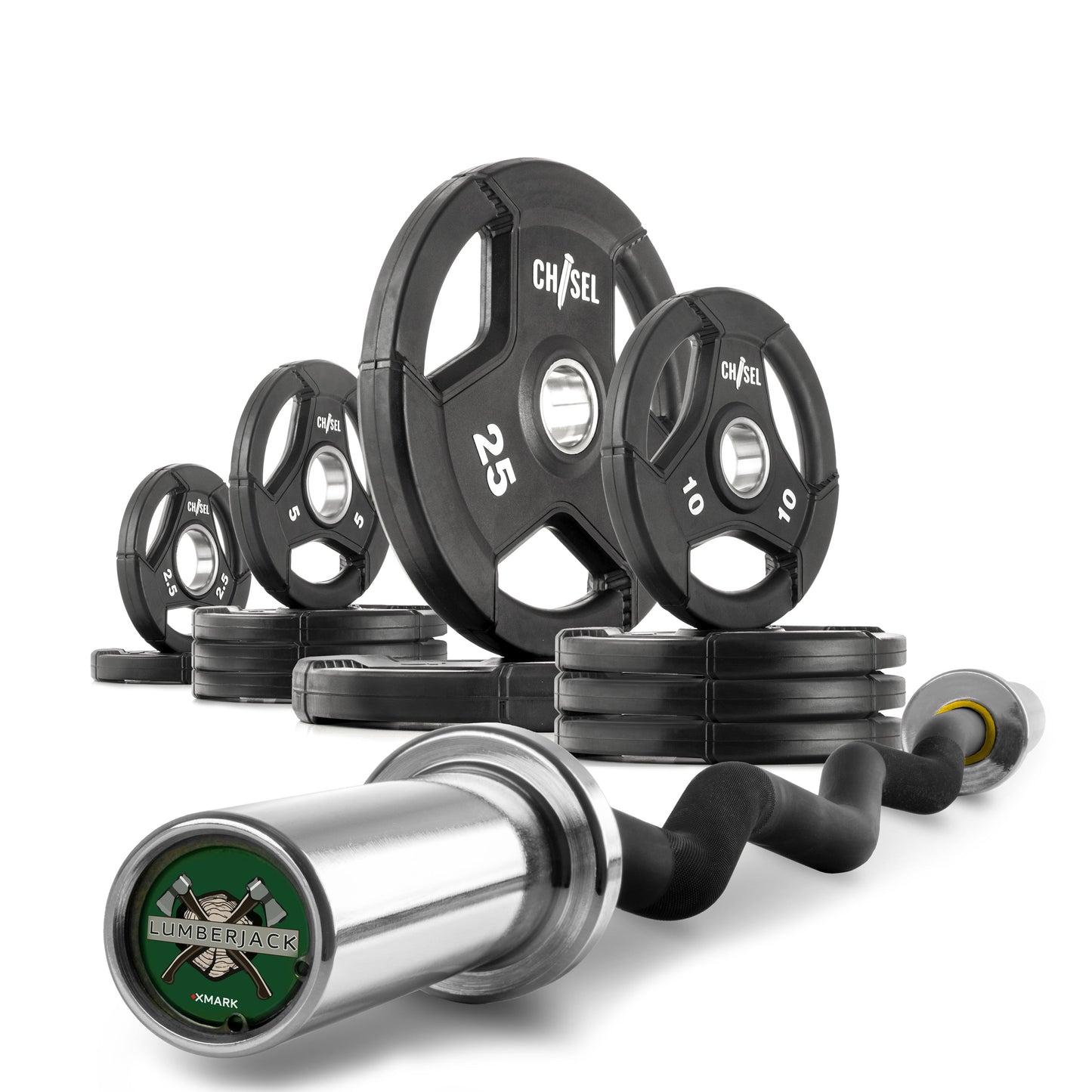 Chisel Olympic Weight Plates and Curl Barbell Sets