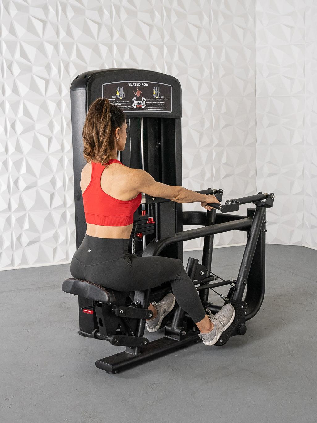 Elite Selectorized Seated Row - Muscle D Fitness - Commercial Adjustable Seated Pin Selectorized Rear Delt Workout