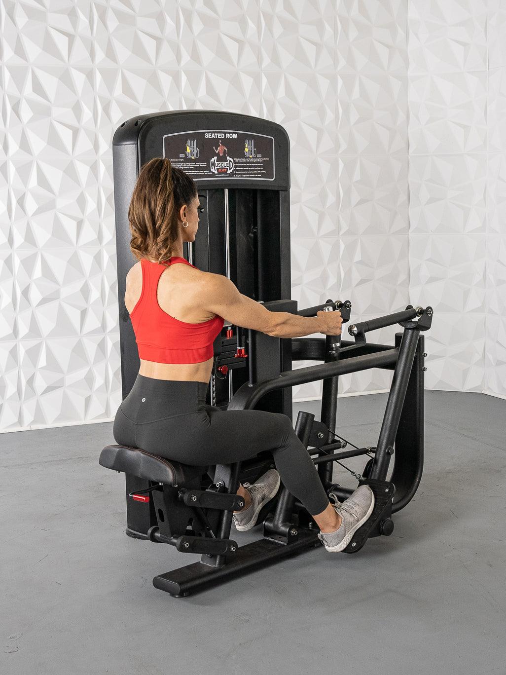 Elite Selectorized Seated Row - Muscle D Fitness - Commercial Adjustable Seated Pin Selectorized Rear Delt Workout