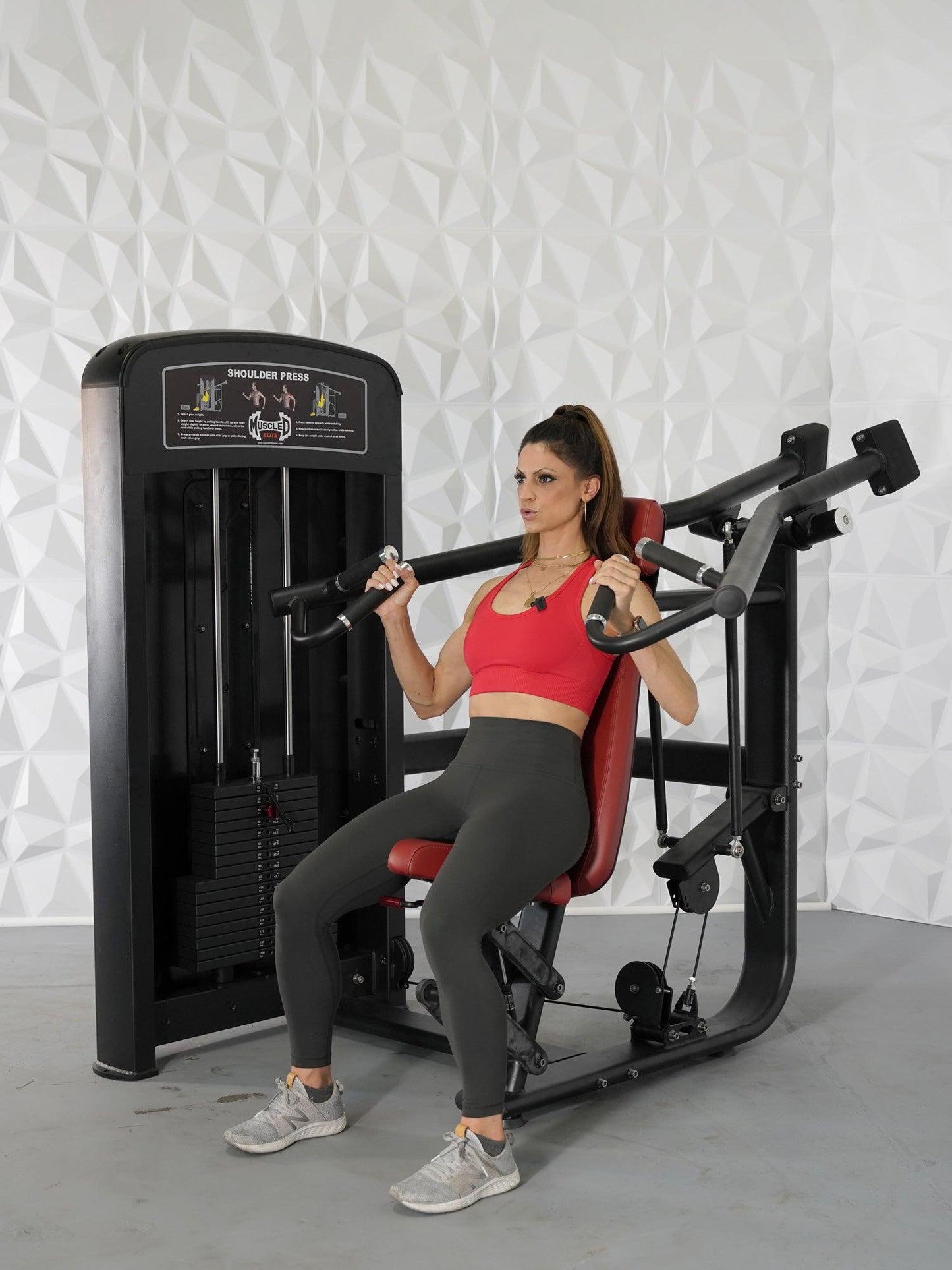 Elite Selectorized Shoulder Press - Muscle D Fitness - Commercial Adjustable Seated Pin Selectorized Shoulder Press Traps Shoulder Workout