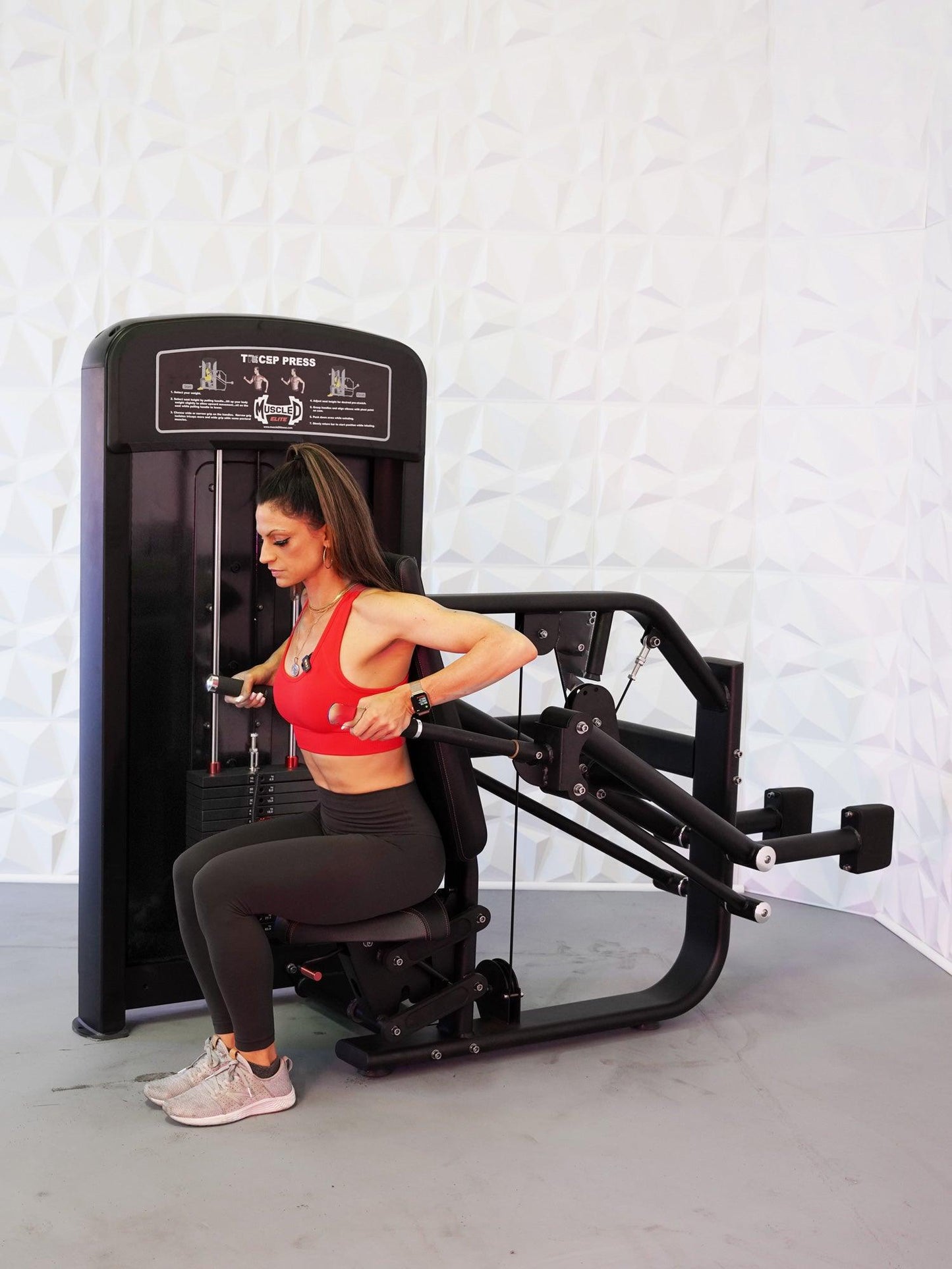 Elite Selectorized Triceps Press - Muscle D Fitness - Commercial Adjustable Seated Pin Selectorized Triceps Press Dip Press