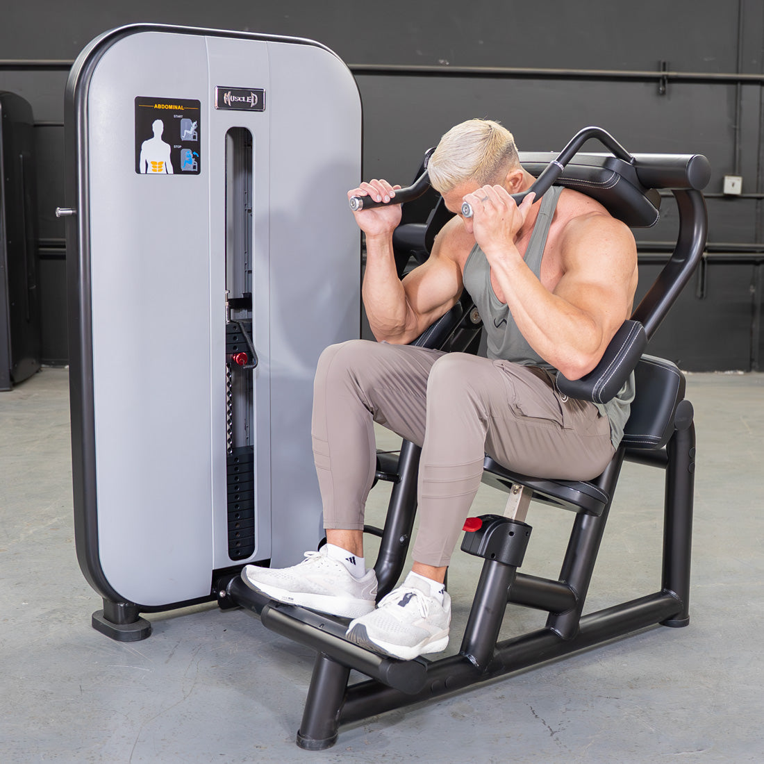Vogue Ab Crunch - Muscle D Fitness - Adjustable Seat - Abdominal Workout - Selectorized Weight