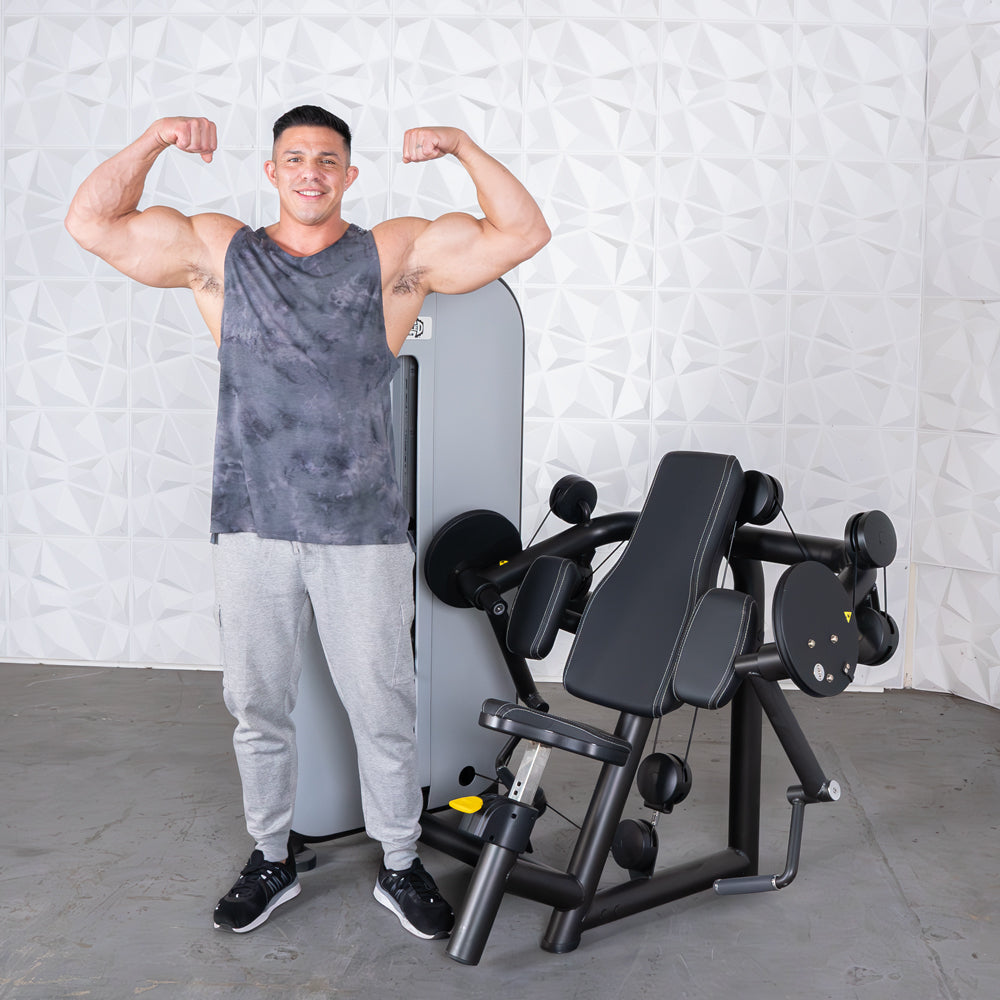 Vogue Biceps Curl - Muscle D Fitness - Adjustable - Pin Selectorized - Arm Curl Machine