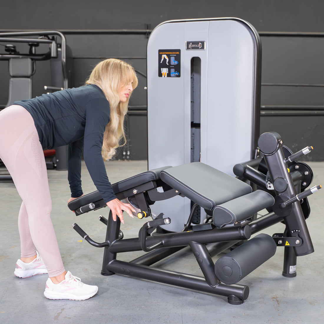 Vogue Leg Extension/Prone Leg Curl Combo - Muscle D Fitness - Seated - Adjustable - Pin Selectorized - Quads Hamstring Machine