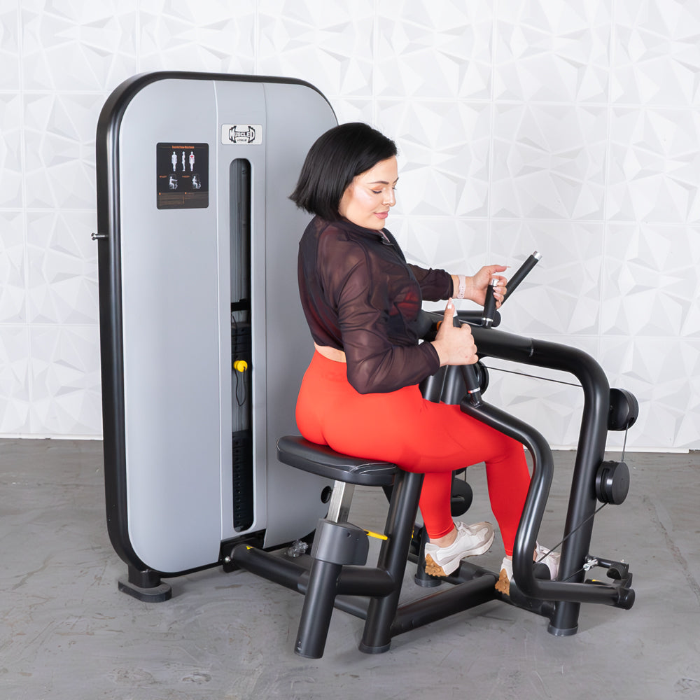 Vogue Seated Row - Muscle D Fitness - Adjustable Seat - Pin Selectorized - Lat Workout