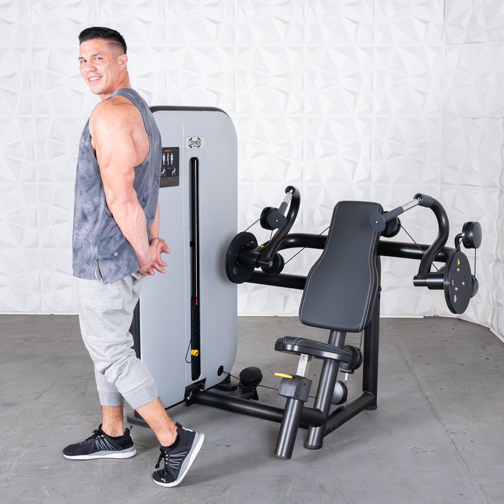 Vogue Triceps Extension - Muscle D Fitness - Pin Selectorized - Adjustable Seat - Arm Workout