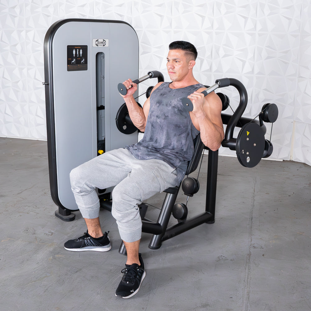 Vogue Triceps Extension - Muscle D Fitness - Pin Selectorized - Adjustable Seat - Arm Workout