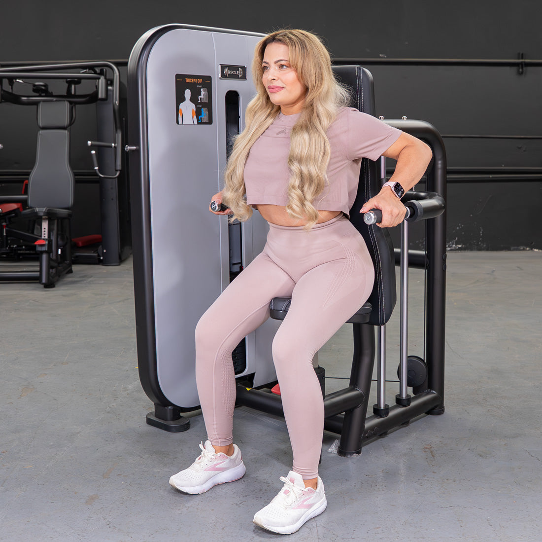 Vogue Triceps Press-Down - Muscle D Fitness - Adjustable Seat - Pin Selectorized - Arm Workout