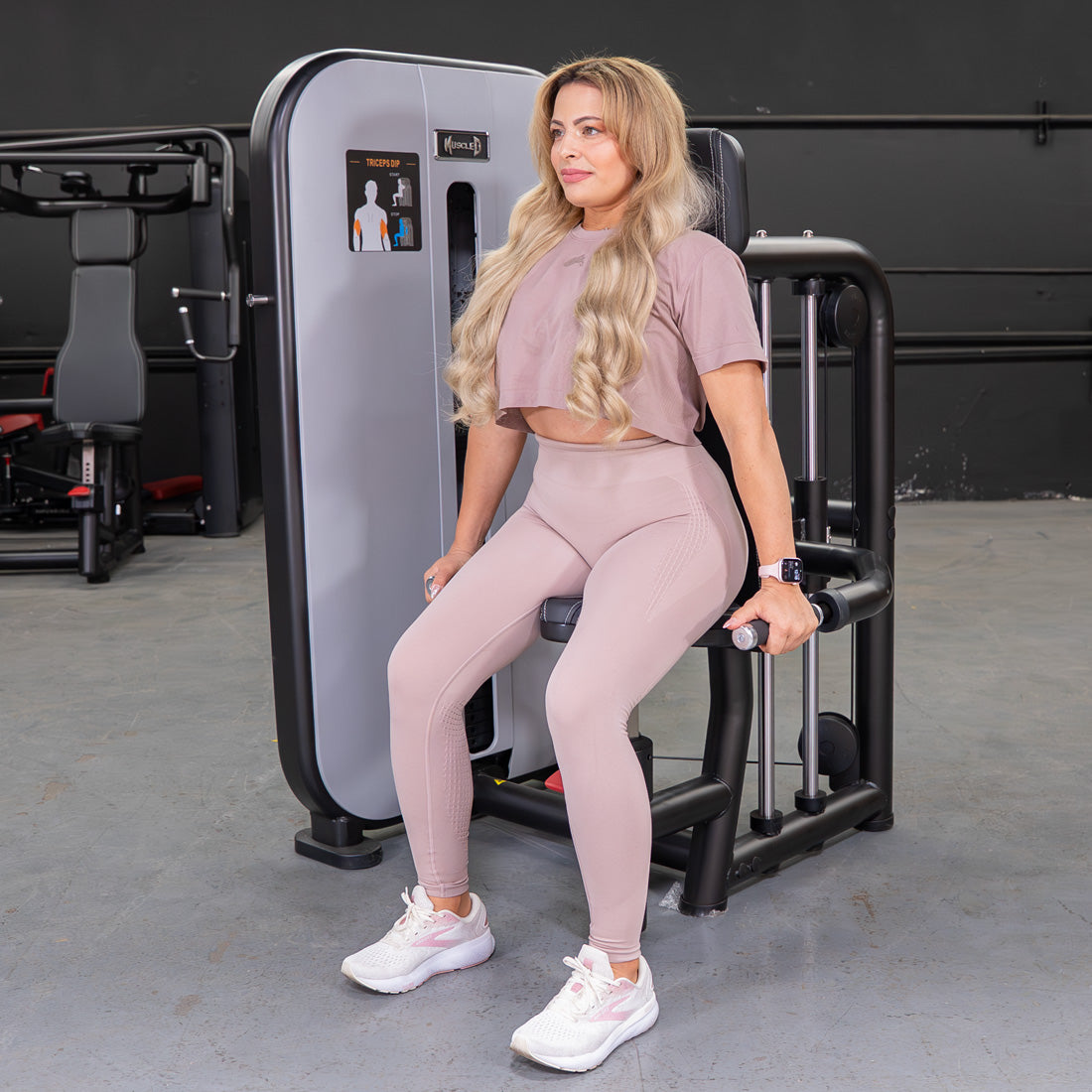 Vogue Triceps Press-Down - Muscle D Fitness - Adjustable Seat - Pin Selectorized - Arm Workout