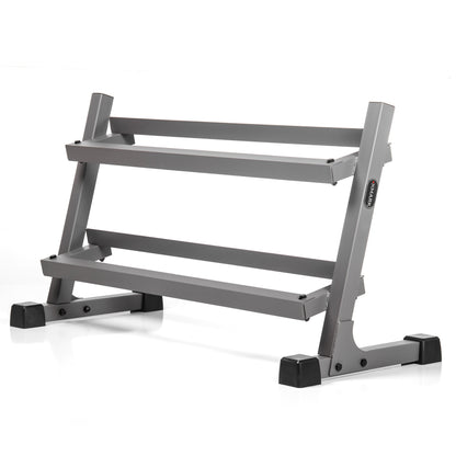 10 to 50 lbs. Rubber Hex Dumbbell Pairs Includes 2-Tier Storage Rack