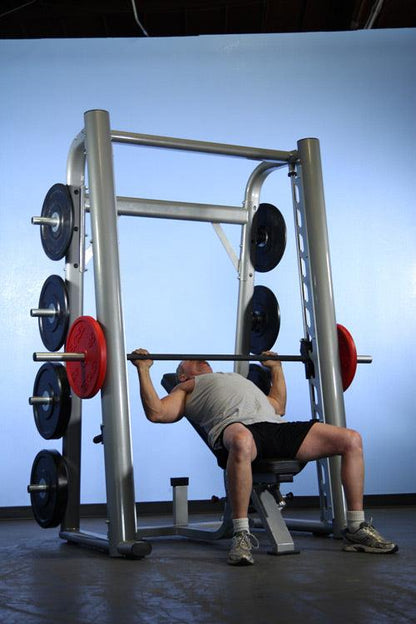 Smith Machine(85", 93") - Muscle D Fitness - Commercial Grade Smith Machine Plate Storage Black Silver