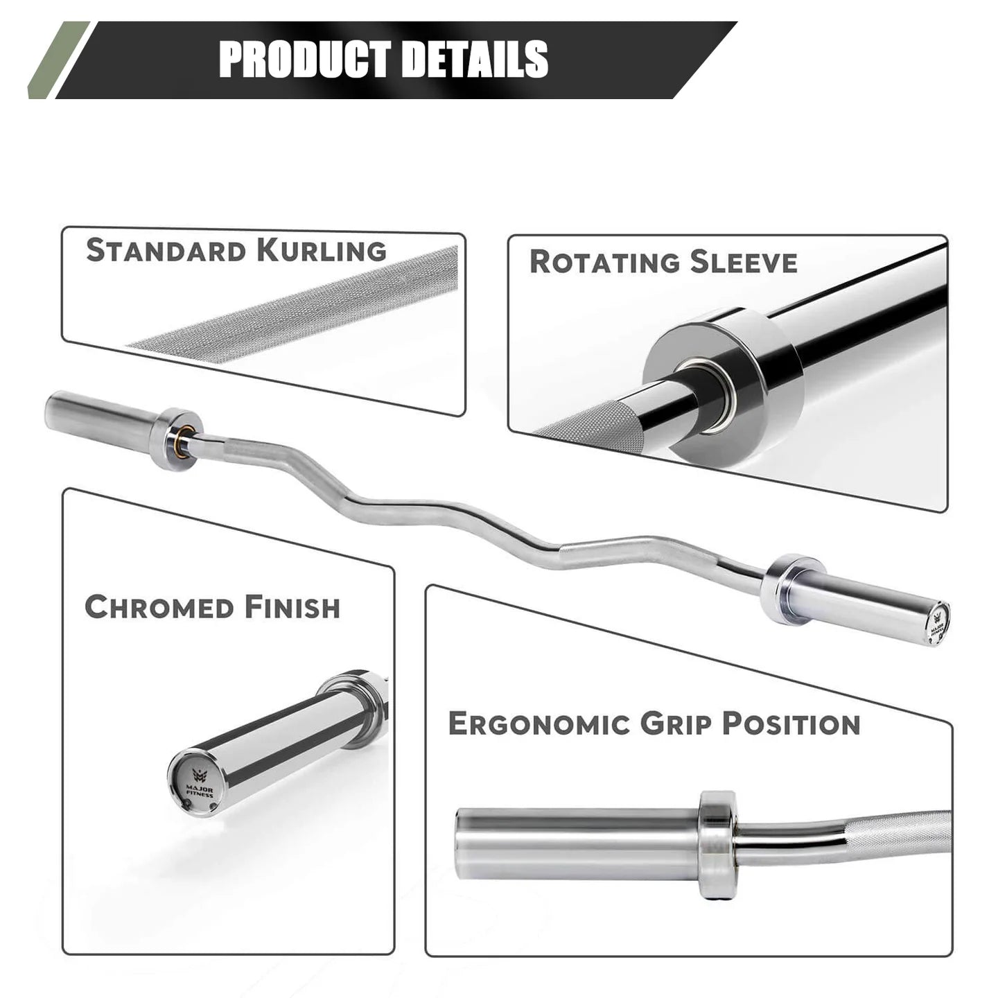 4ft Olympic EZ Curl Barbell