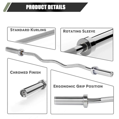4ft Olympic EZ Curl Barbell