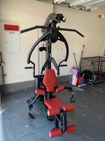 Compact Single-Stack Multi-Gym - Muscle D Fitness - Leg Extension - Seated Chest Row - Seated Row - Chest Pulley - Ab Crunch - Home Gym