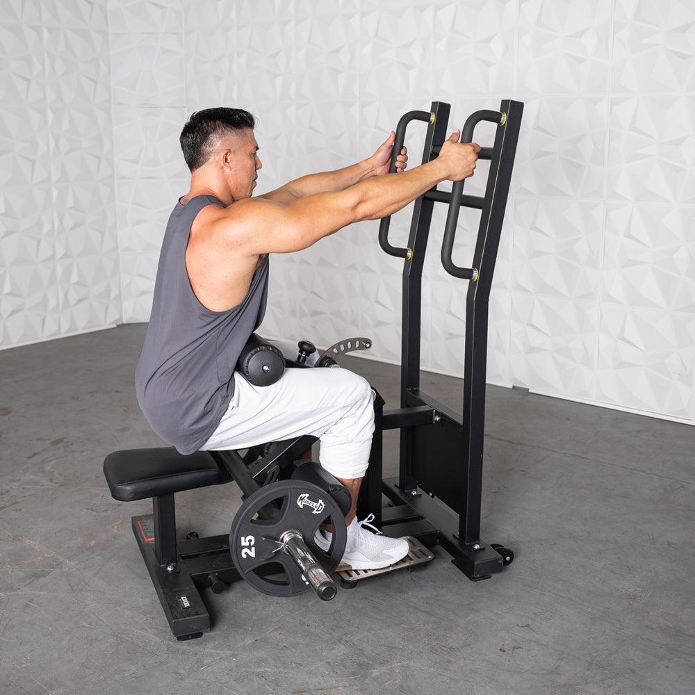 Excel Standing Hip Thrust - Muscle D Fitness - Plate Load Extension - Band Compatible - Adjustable Pads