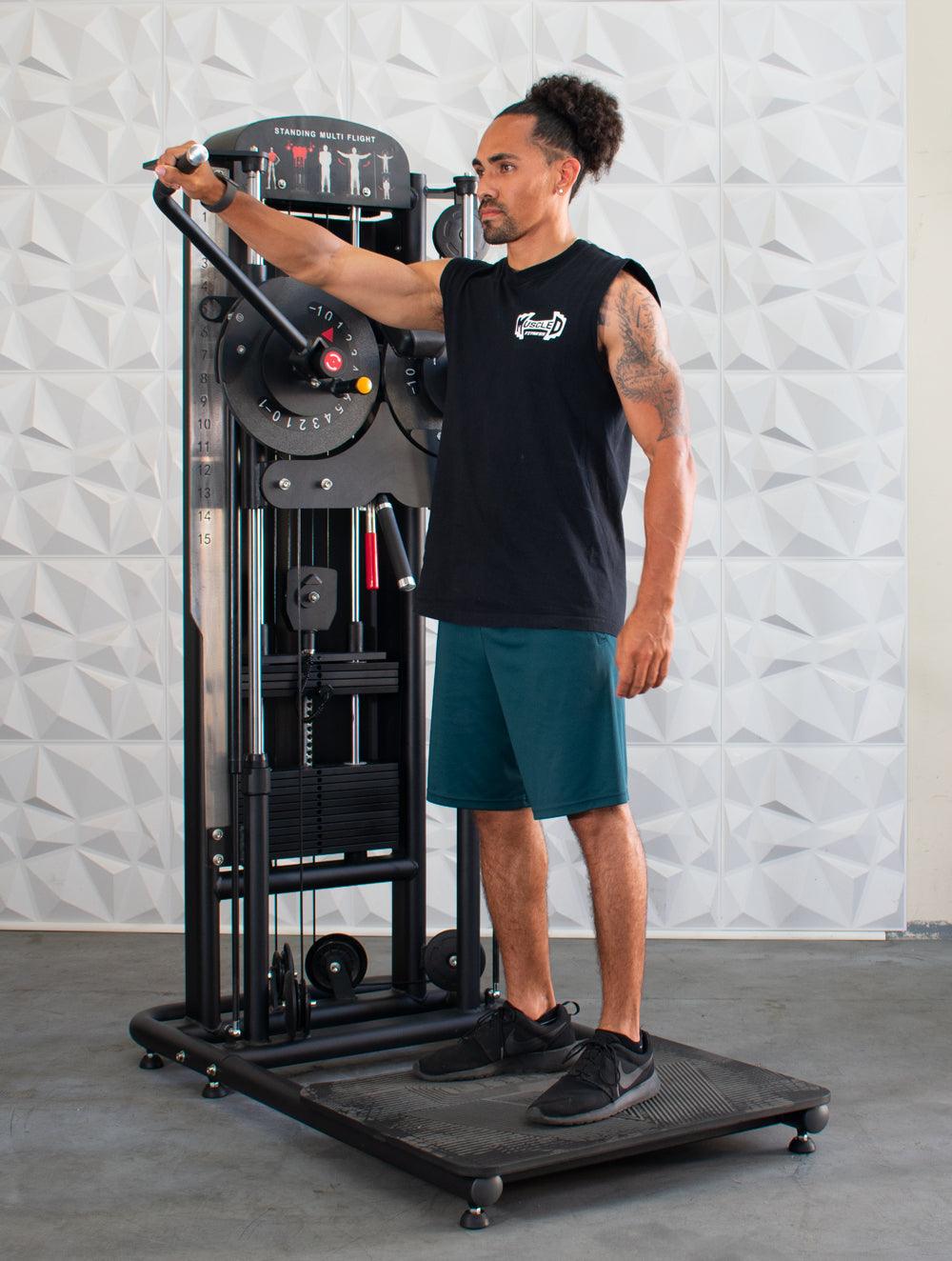 Muscle-Flight Trainer - Muscle D Fitness - Heavy Base - Adjustable Height and Range of Motion - Selectorized