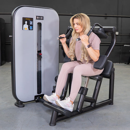 Vogue Ab Crunch - Muscle D Fitness - Adjustable Seat - Abdominal Workout - Selectorized Weight
