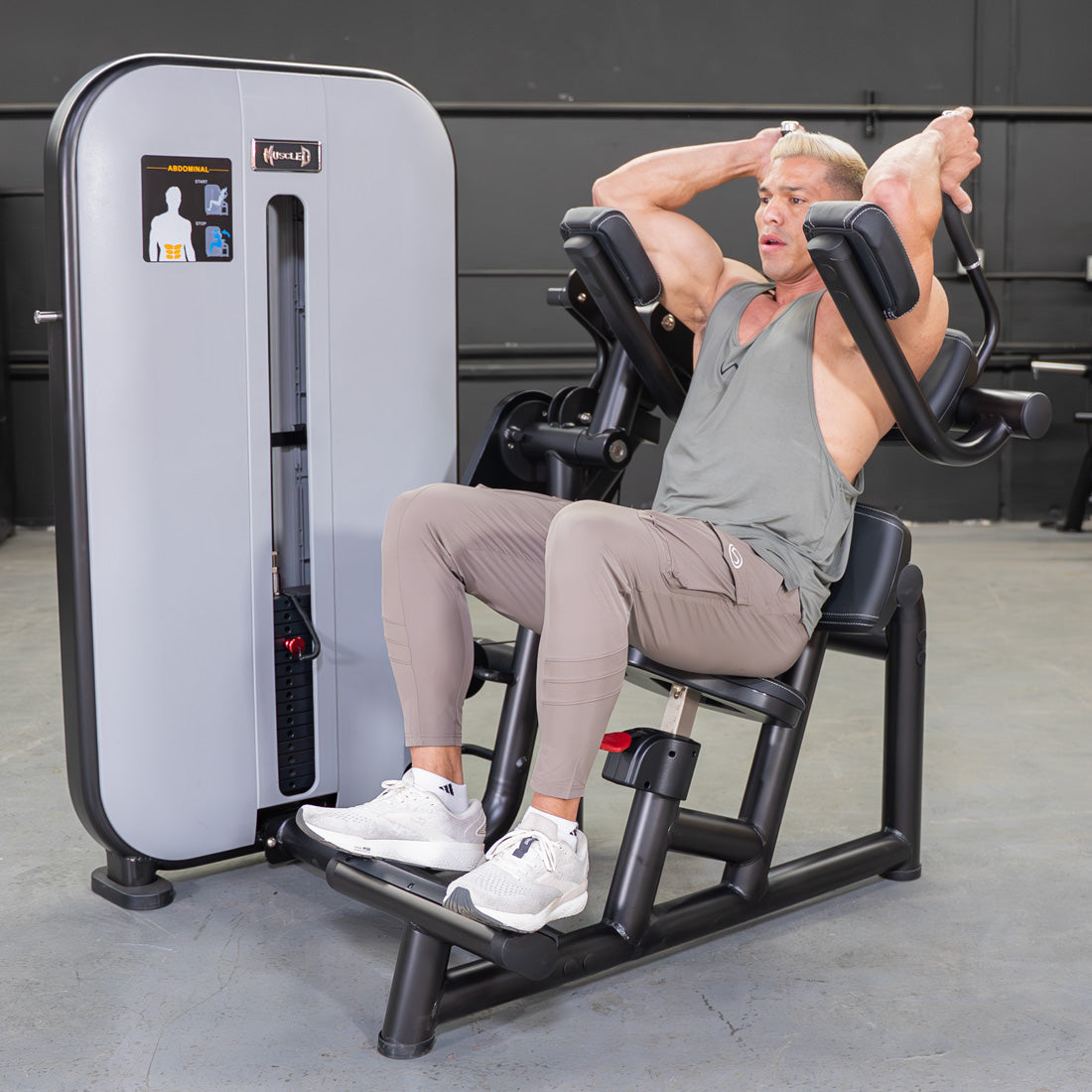 Vogue Ab Crunch - Muscle D Fitness - Adjustable Seat - Abdominal Workout - Selectorized Weight