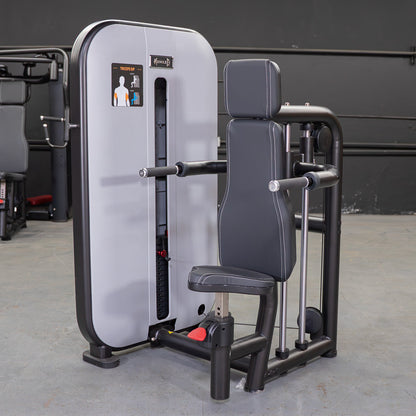 Vogue Triceps Press-Down - Muscle D Fitness - Adjustable Seat - Pin Selectorized - Arm Workout